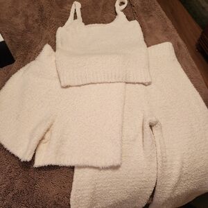 Skims Cozy Cream 3 Piece Women's Loungewear Set